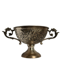 Vintage Embossed Silver Metal Pedestal Bowl