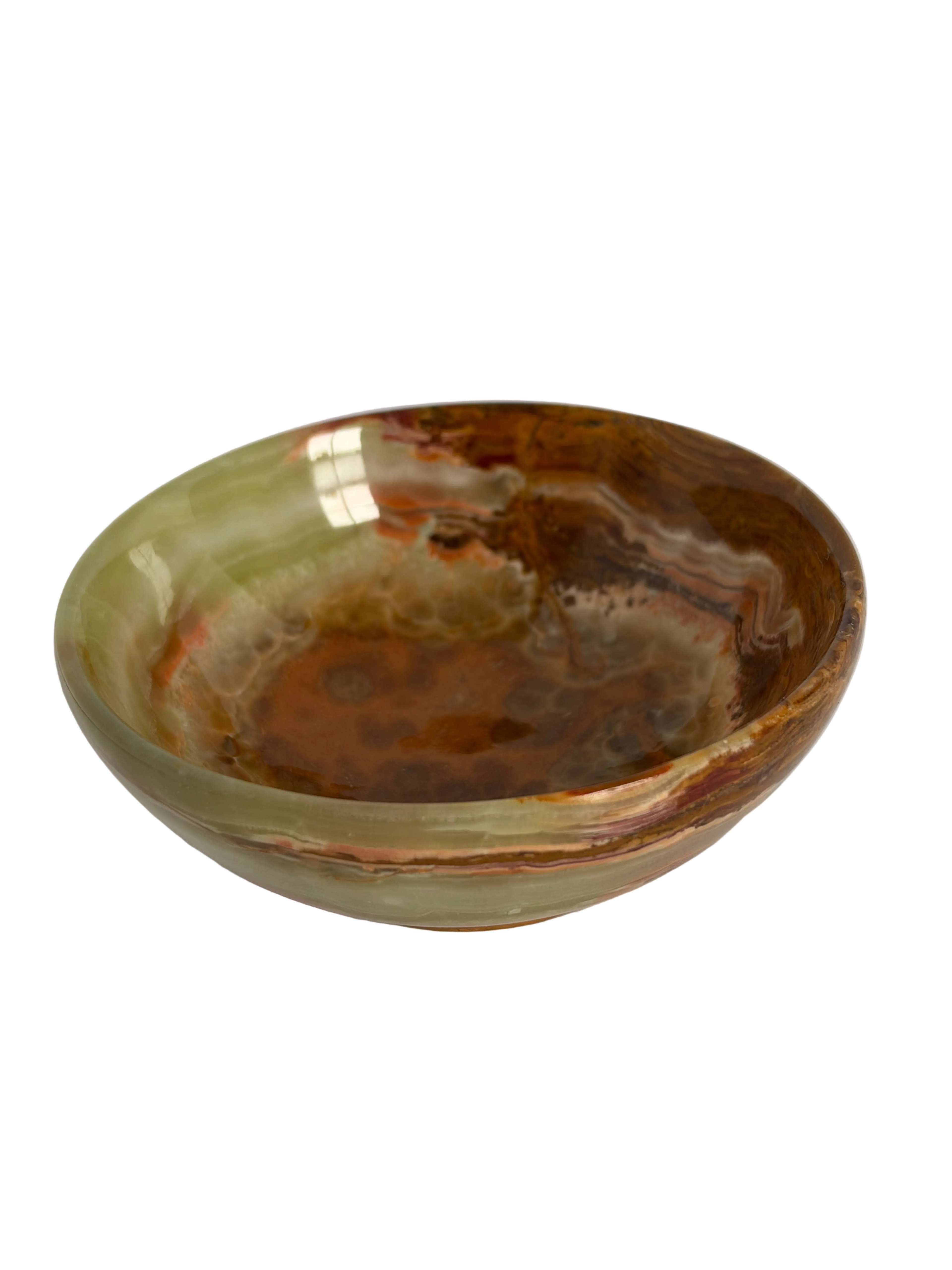 Vintage Natural Green Banded Onyx Trinket Dish