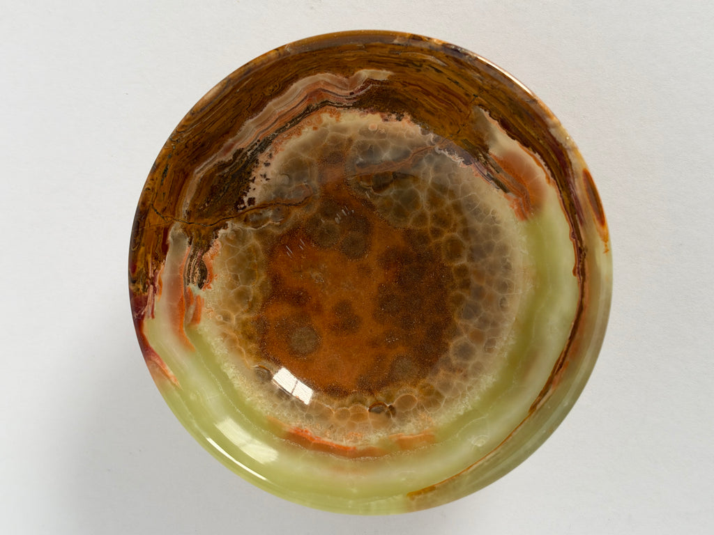 Vintage Natural Green Banded Onyx Trinket Dish