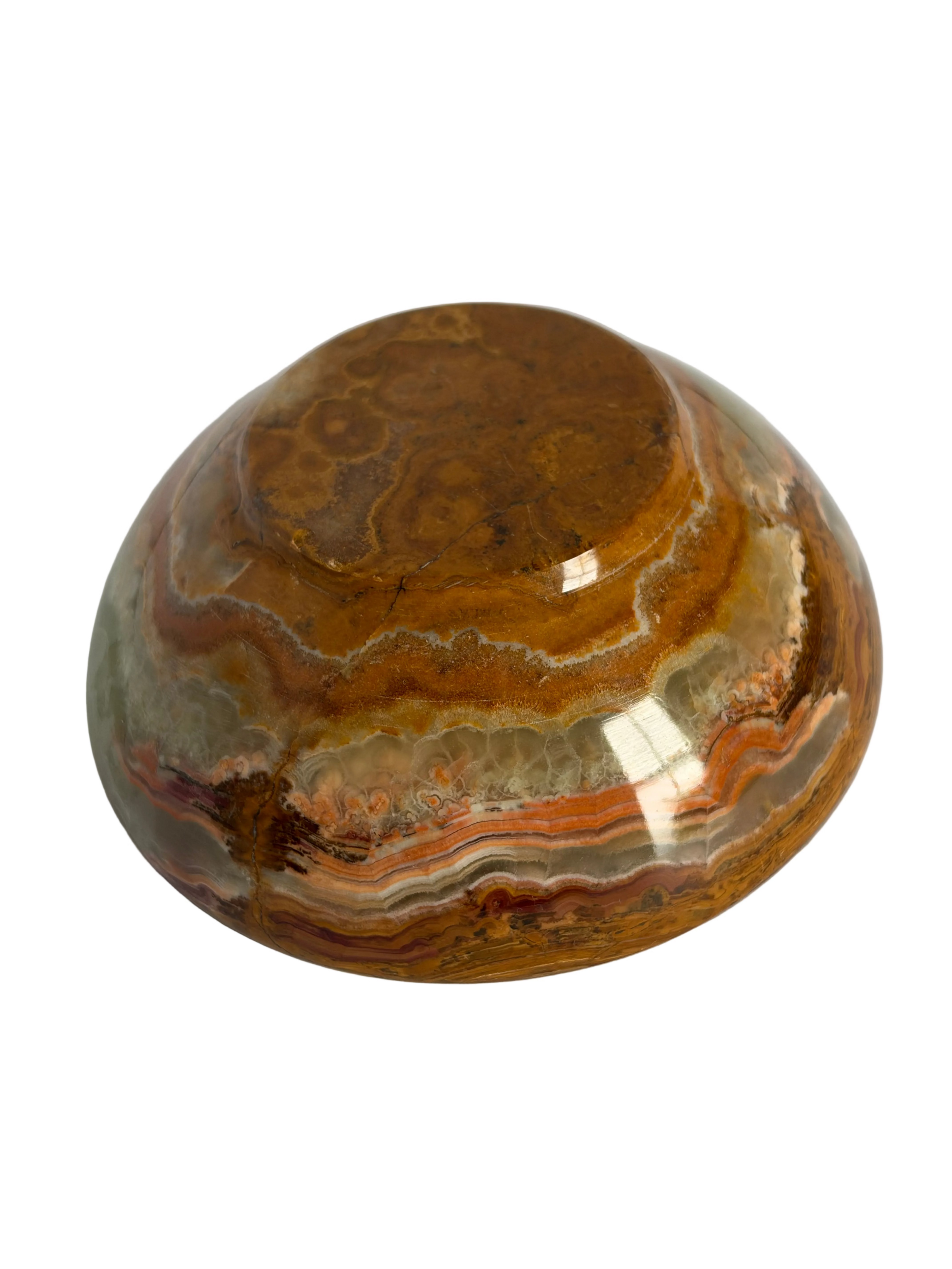 Vintage Natural Green Banded Onyx Trinket Dish